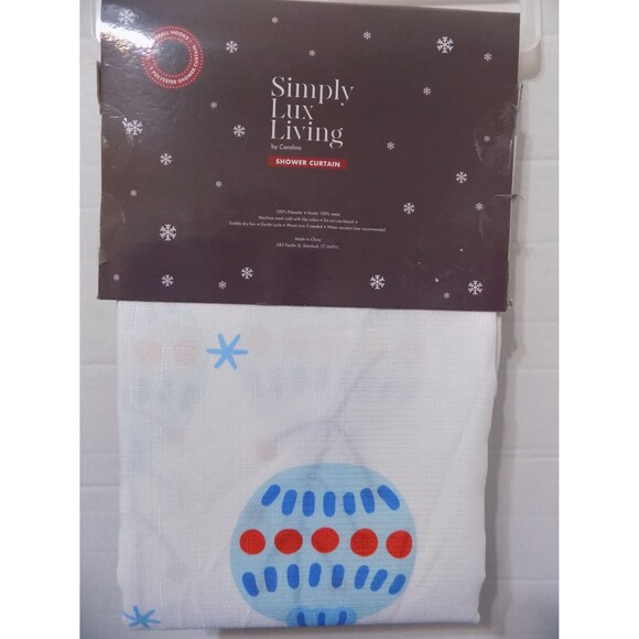 NEW Christmas Ornaments Fabric Shower Curtain Set By Simply Lux Living - Picture 4 of 4